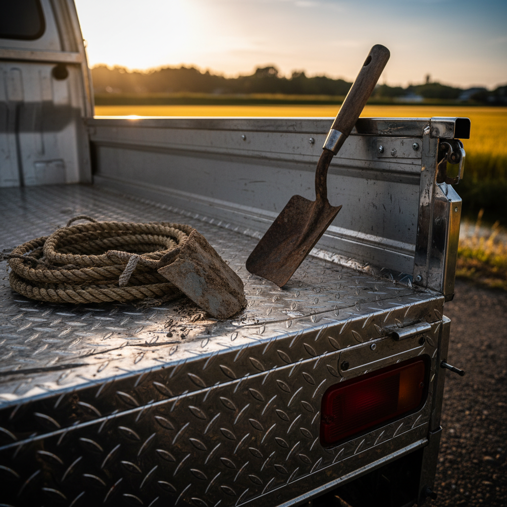 軽トラのドアバイザーとメッキパーツ